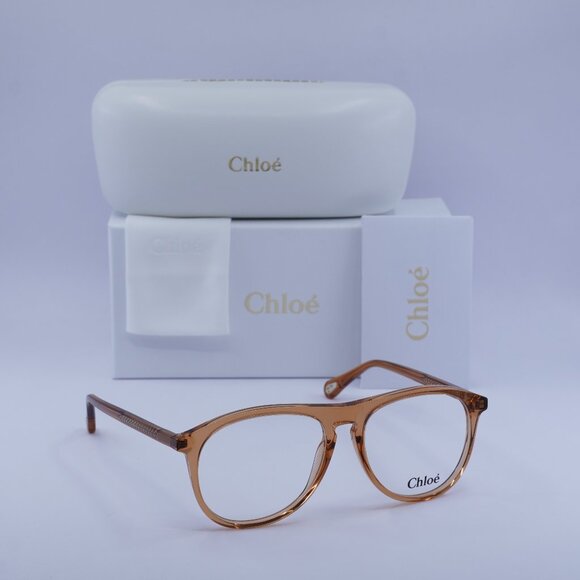 Chloe CH0010O 004 Aviator Eyeglasses – Shiny Transparent Orange 54mm - Picture 1 of 11